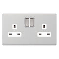 Selectric 5M-PLUS - 13A Socket Outlets 2G Switched SP - Satin Chrome White Inserts