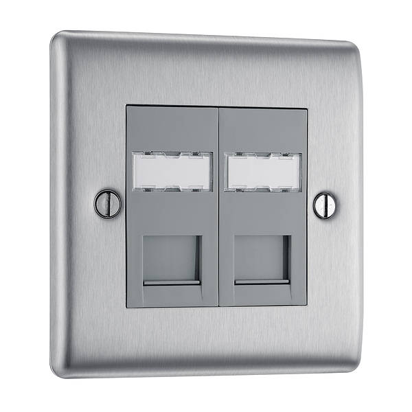 BG Nexus Metal Brushed Steel - 2G RJ45 Socket