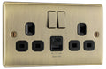 BG Nexus Metal - Antique Brass - 13A 2G Socket Black Inserts - USB Type A + Type C