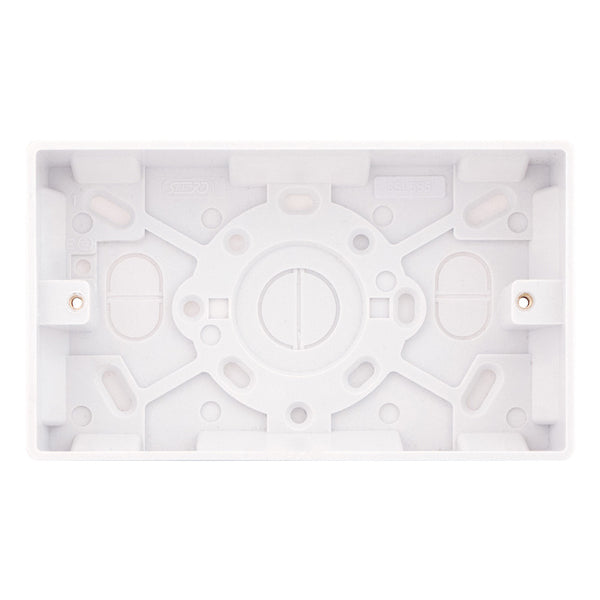 Selectric Smooth Back Box 2 Gang 47mm White