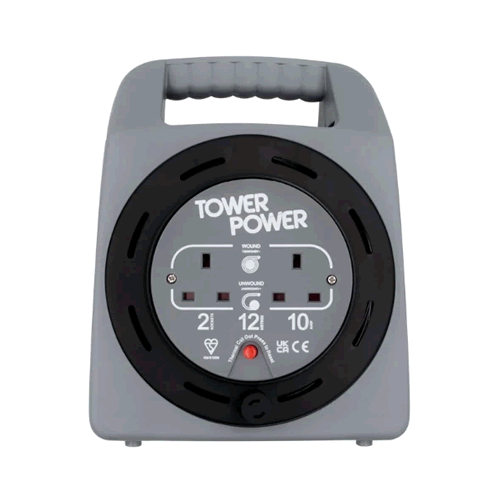 Tower 2 Socket 10A Rated Cassette Reel (12M)