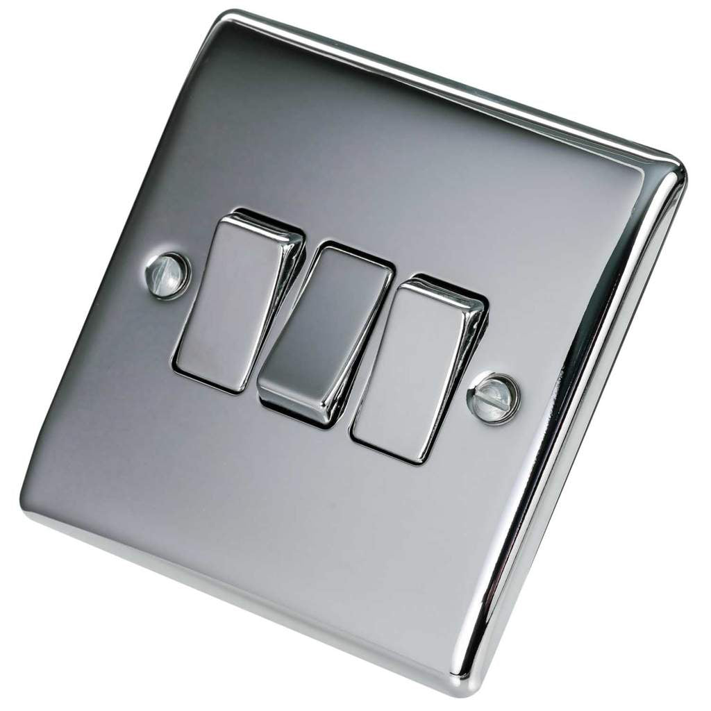 BG Nexus Metal - Polished Chrome - Light Switch 3G 2 Way 20A 16AX