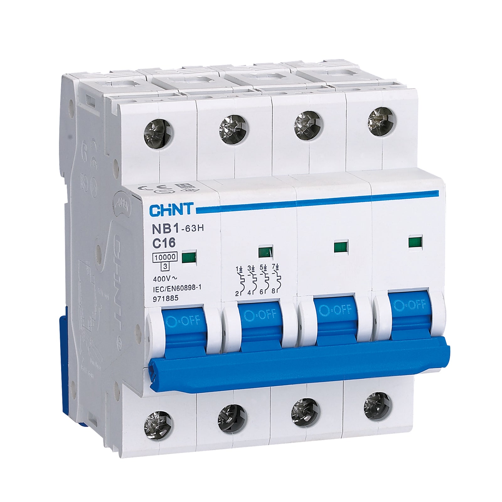 Chint 63A 4 Pole C Curve DC1000V (Solar) MCB
