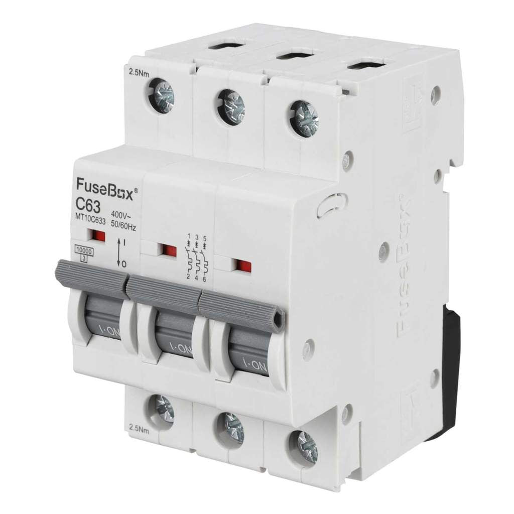 FuseBox MT10C633 Triple Pole Type C MCB 63A 10kA