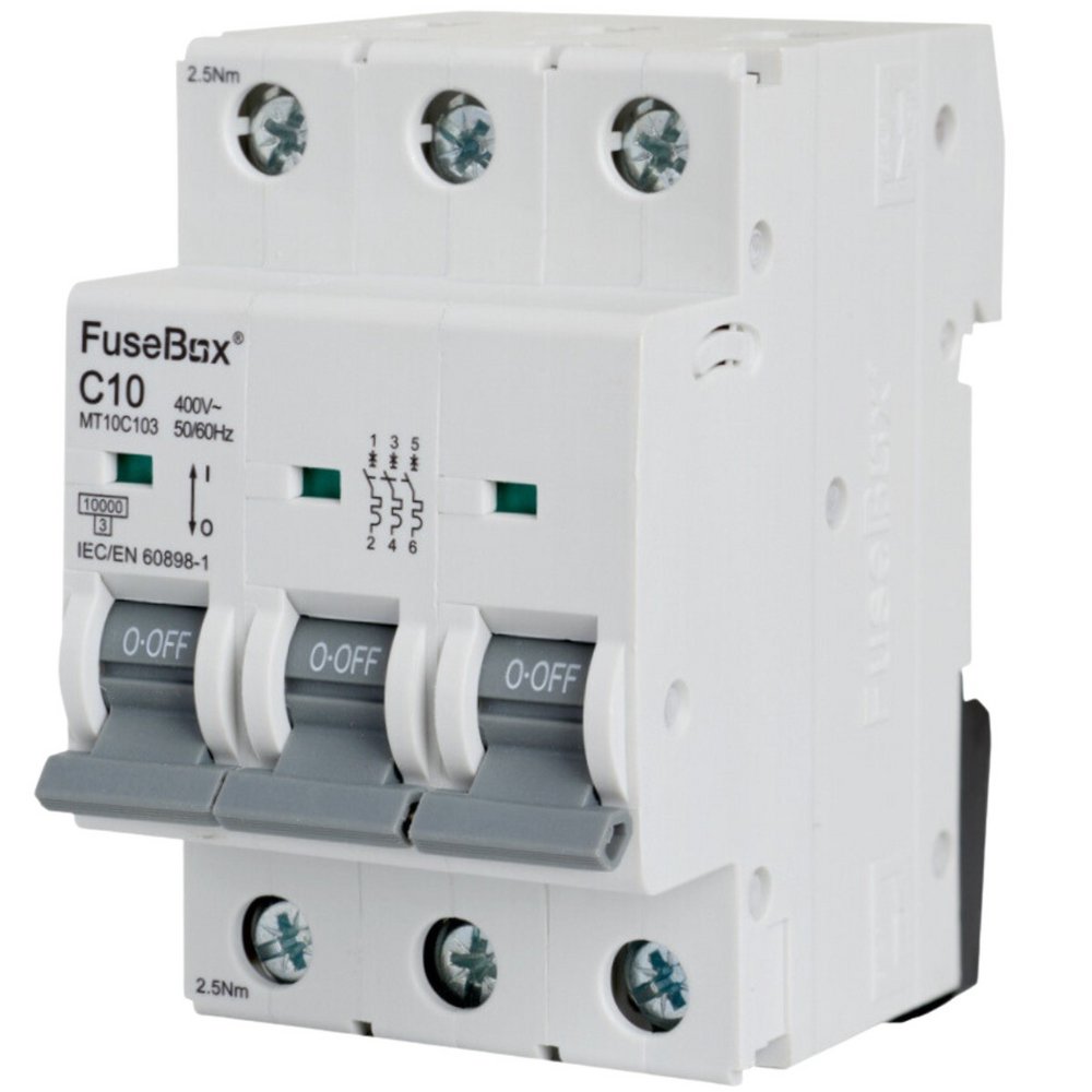 FuseBox MT10C103 Triple Pole Type C MCB 10A 10kA