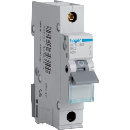 Hager 63A Single Pole 6kA B Curve MCB