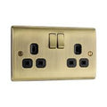 BG Nexus Metal - Antique Brass 13A 2G Socket - Black Inserts