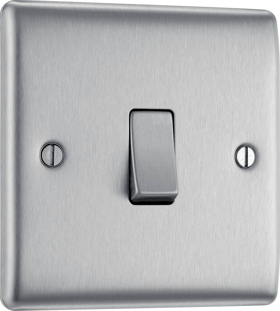 BG Nexus Metal - Brushed Steel - Light Switch 1G 2 Way 20A 16AX