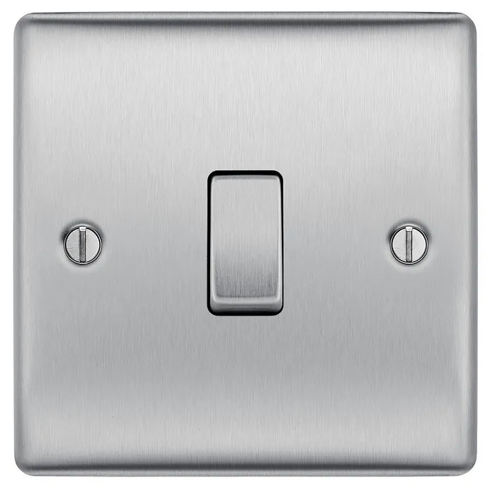 BG Nexus Metal - Brushed Steel - Light Switch 1G Intermediate 20A 16AX