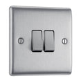 BG Nexus Metal - Brushed Steel - Light Switch 2G 2 Way 20A 16AX