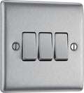 BG Nexus Metal - Brushed Steel - Light Switch 3G 2 Way 20A 16AX
