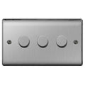 BG Nexus Metal - Brushed Steel 3G Dimmer Switch 200W