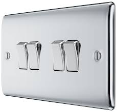 BG Nexus Metal - Polished Chrome - Light Switch 4G 2 Way 20A 16AX