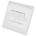 Selectric Smooth 10A Light Switch 3 Gang 2 Way